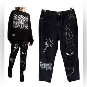 Cool Shirtz Cold Ones Very Cool The Spooky Denim Screenprint Black Jeans Size 30